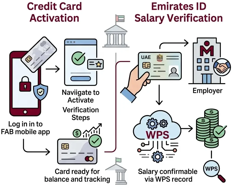 FAB Credit Card Activation & Emirates ID Salary Verification